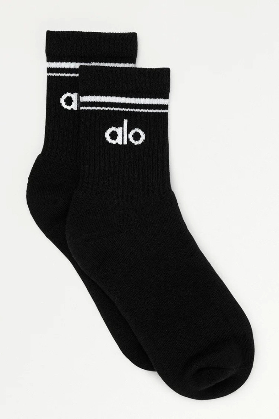 Alo Yoga Unisex Half-Crew Socks – Black/White – Size Small NWT